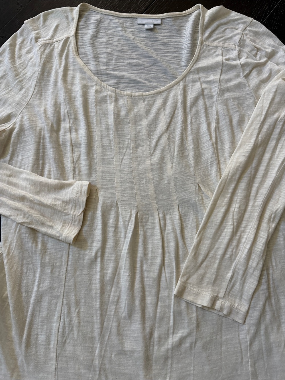 Eileen Fisher Ivory Scoop Neck Long-Sleeve Top